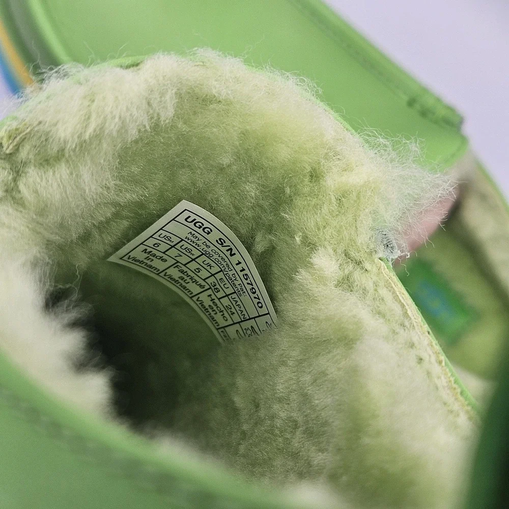 UGG URSEEN PLATFORM Green MULTI LEATHER WOOL ALL GENDER M6/W7 Festival Shoes‎